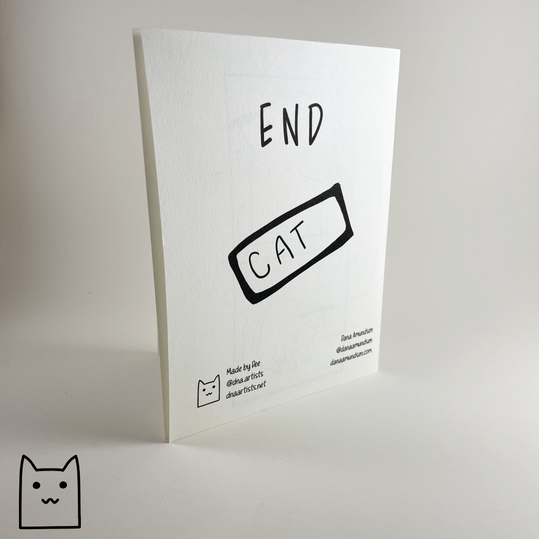 The back cover of the zine which shows a nametab and reads 'END'.