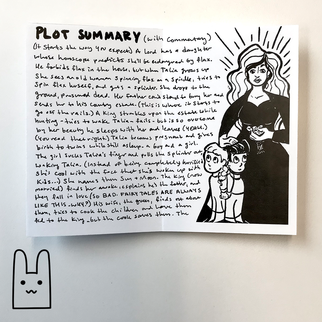 A photo of the inside of FYI Fairy Tales, Volume 1: Sleeping Beauty, a zine by Alex O'Keefe