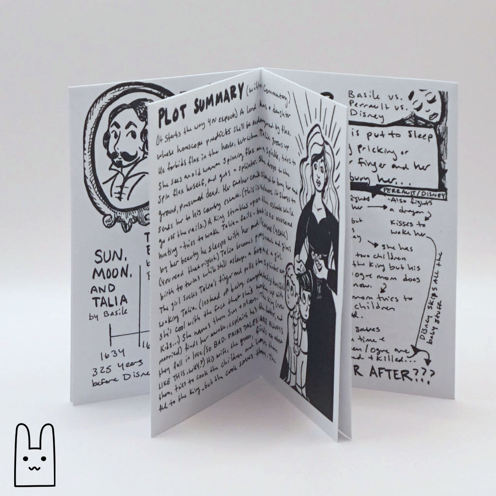 A photo of the inside of FYI Fairy Tales, Volume 1: Sleeping Beauty, a zine by Alex O'Keefe